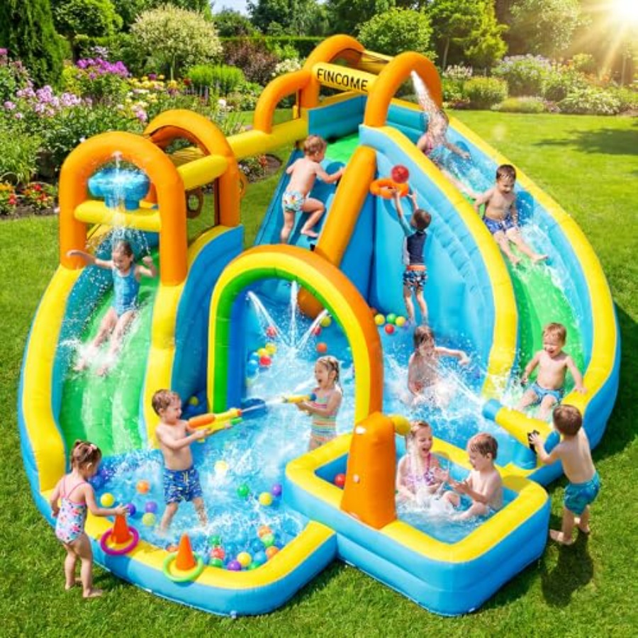 Kids Outdoor Basketball - Backyard outdoor inflatable water slide park