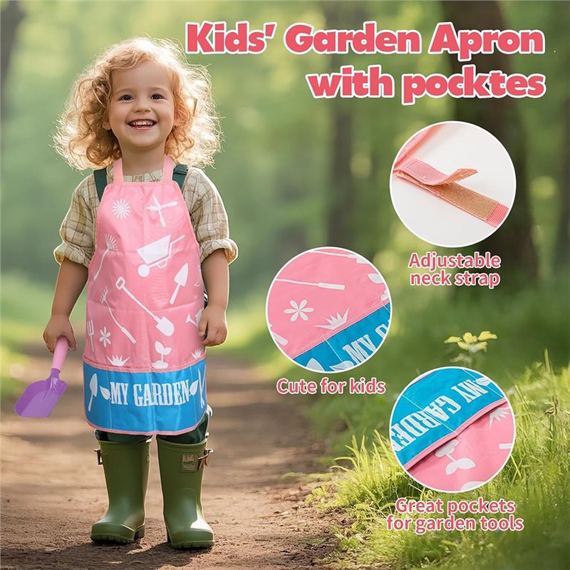 Kids Outdoor Garden Set - Superior-Kids Pink Gardening Tools Set With