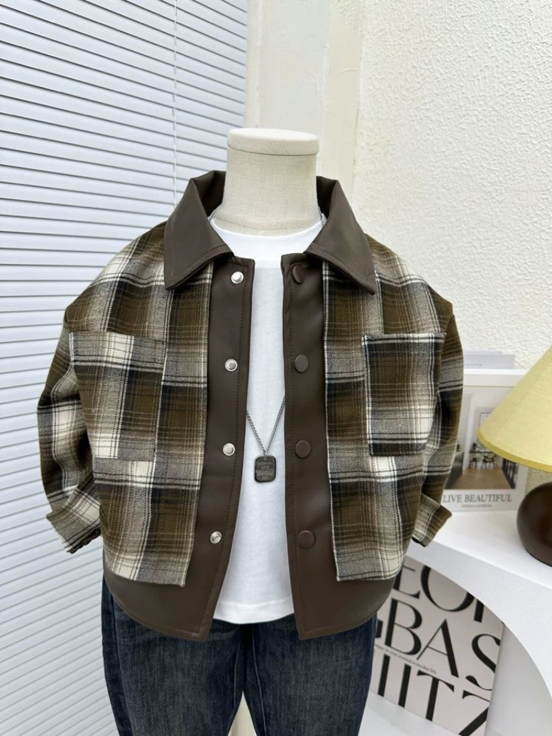 Kids Outdoor Outfit - Children's Plaid Jacket Boys Spring Long