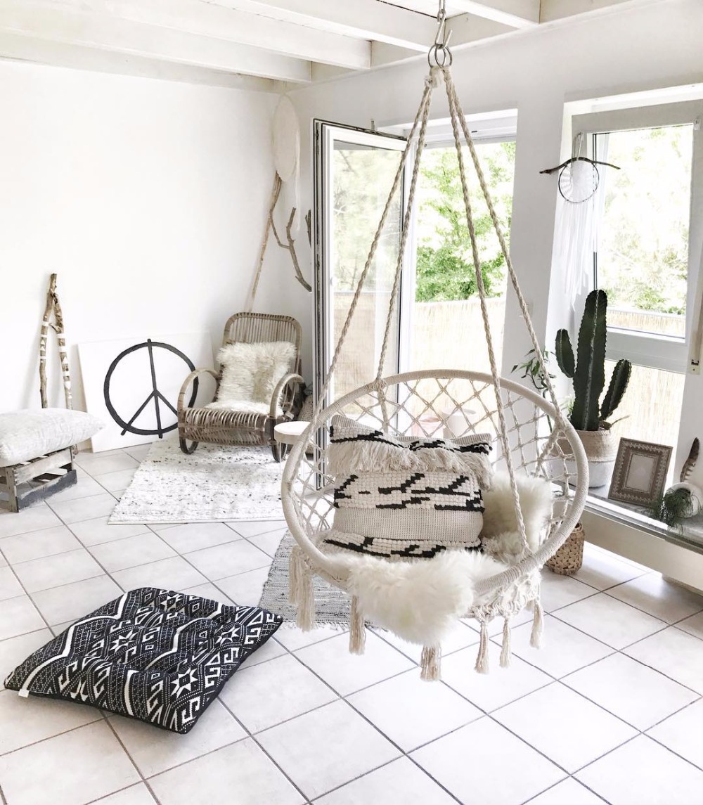 Kids Outdoor Swing Chair - 2025 Nordic Garden Handmade Knitted Round