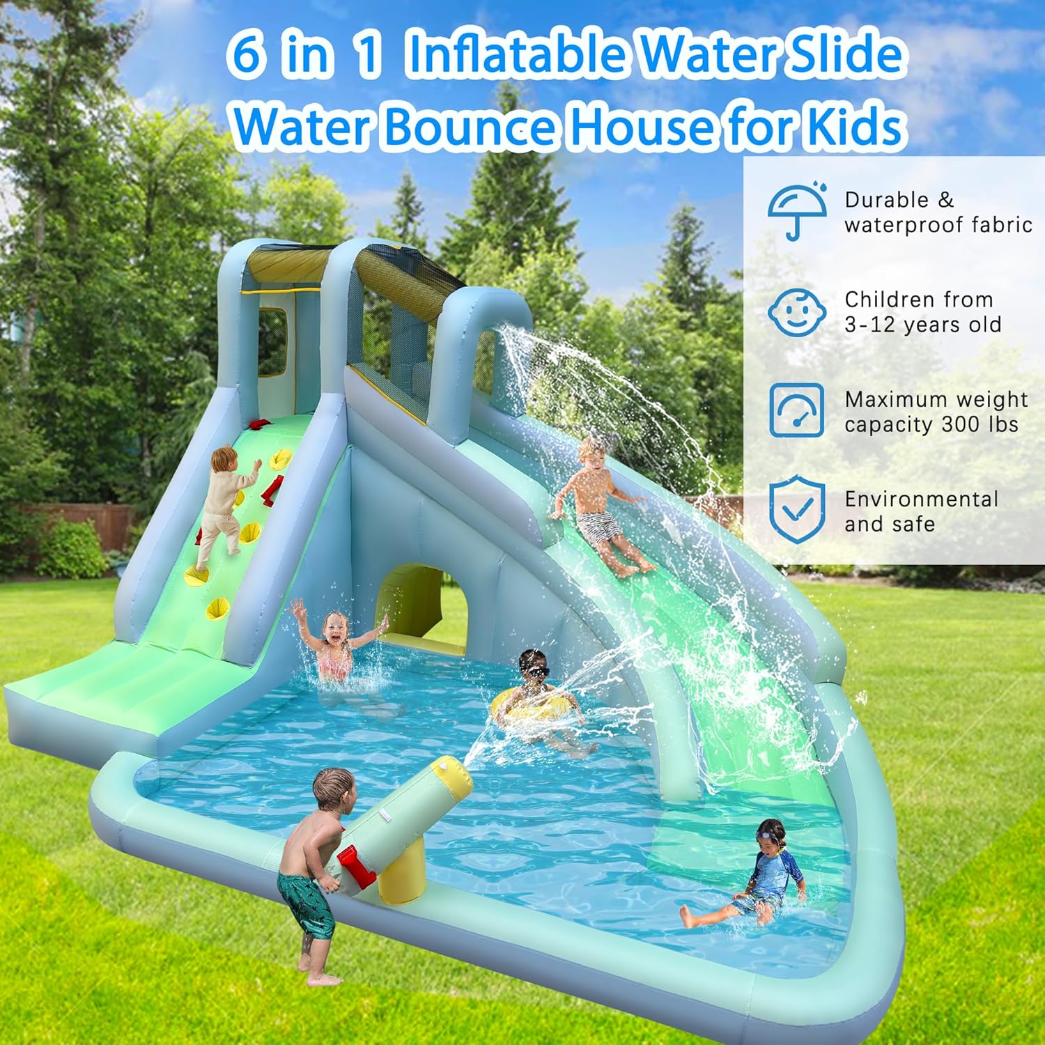 6-in-1 Inflatable Kids Bounce  - Kids Outdoor Bounce House recension och pris