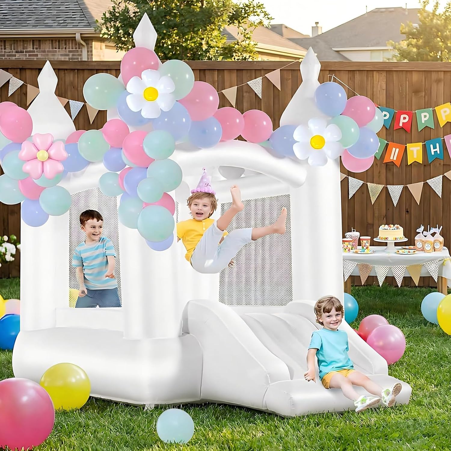 White Bounce House Indoor Outd - Kids Outdoor Bounce House recension och pris