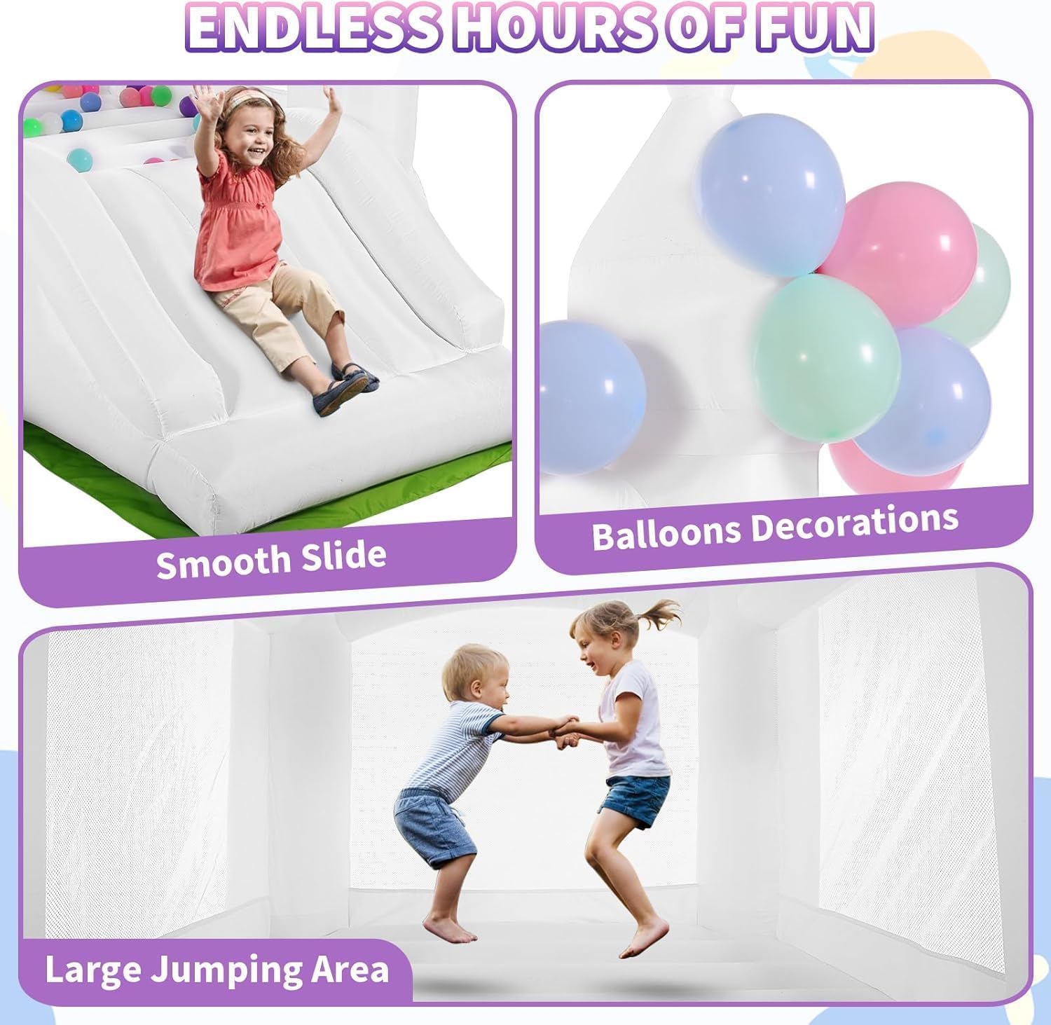 White Bounce House Indoor Outd - Kids Outdoor Bounce House recension och pris