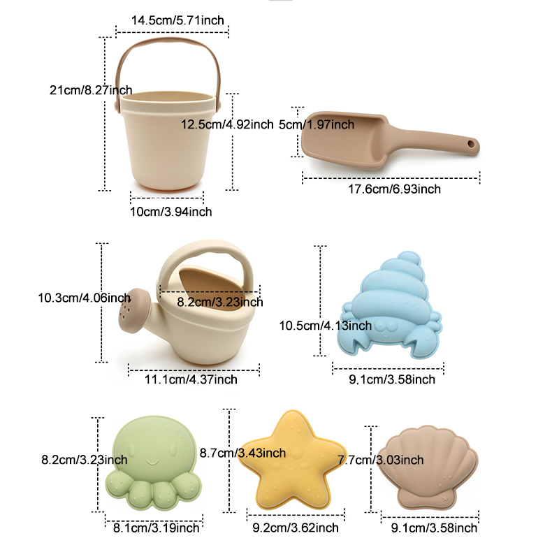 7Pcs Kids Silicone Beach Toys  - Kids Outdoor Tools recension och pris