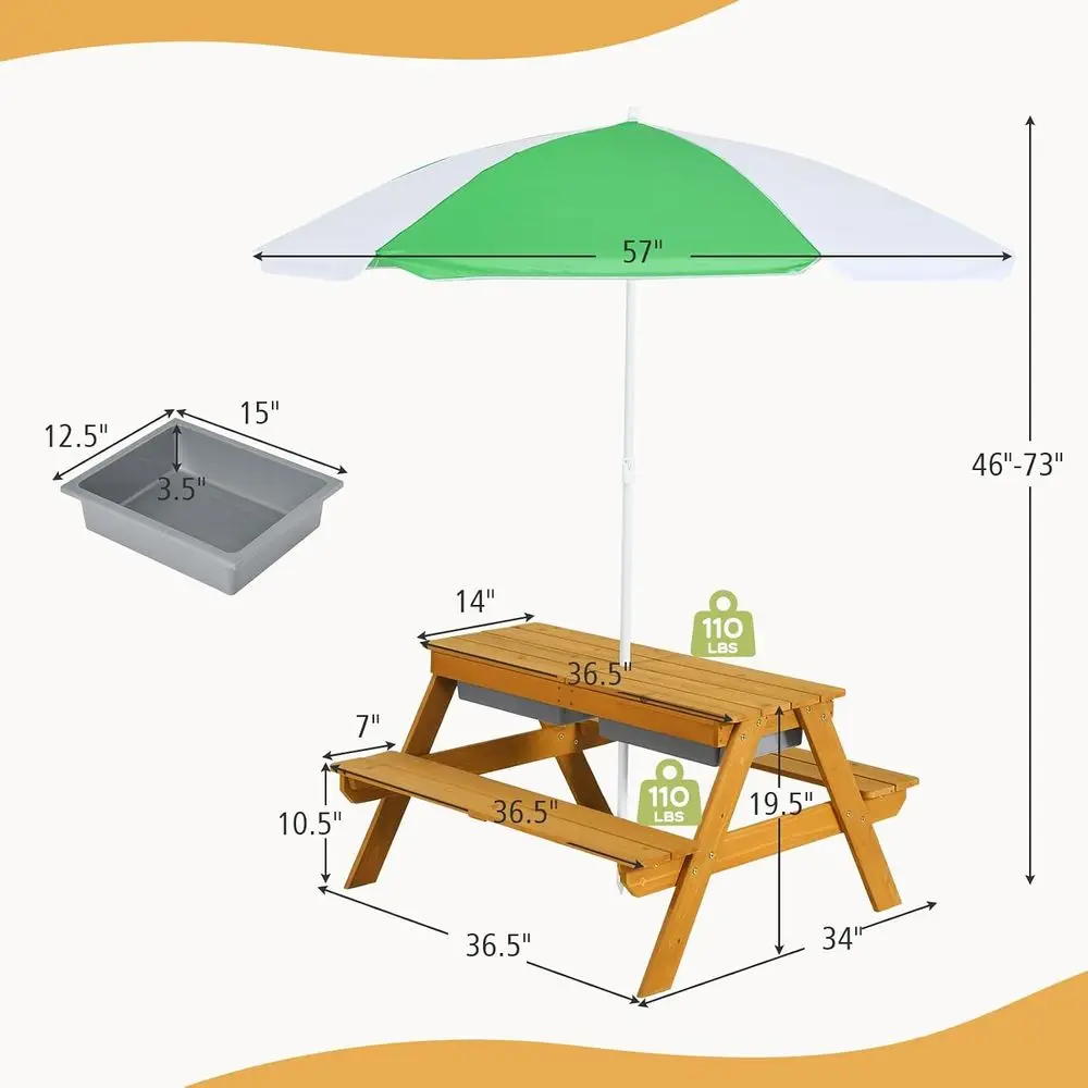 3-in-1 Height-Adjustable Umbre - Kids Outdoor Water Table recension och pris
