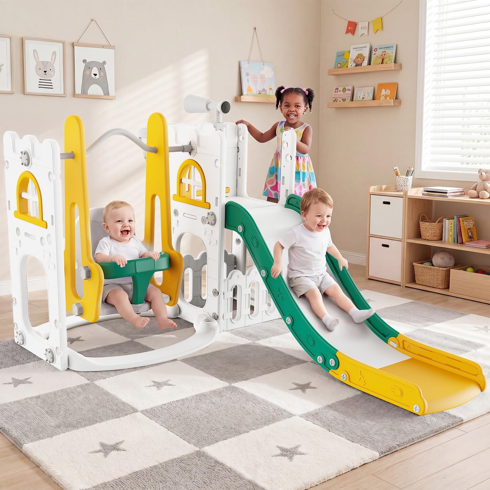 7 in 1 Toddler Slide And Swing - Kids Outdoor Basketball recension och pris