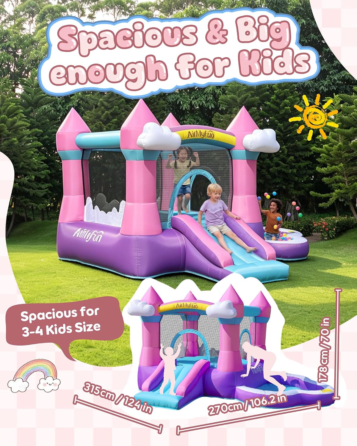 Pink Indoor/Outdoor Inflatable - Kids Outdoor Bounce House recension och pris