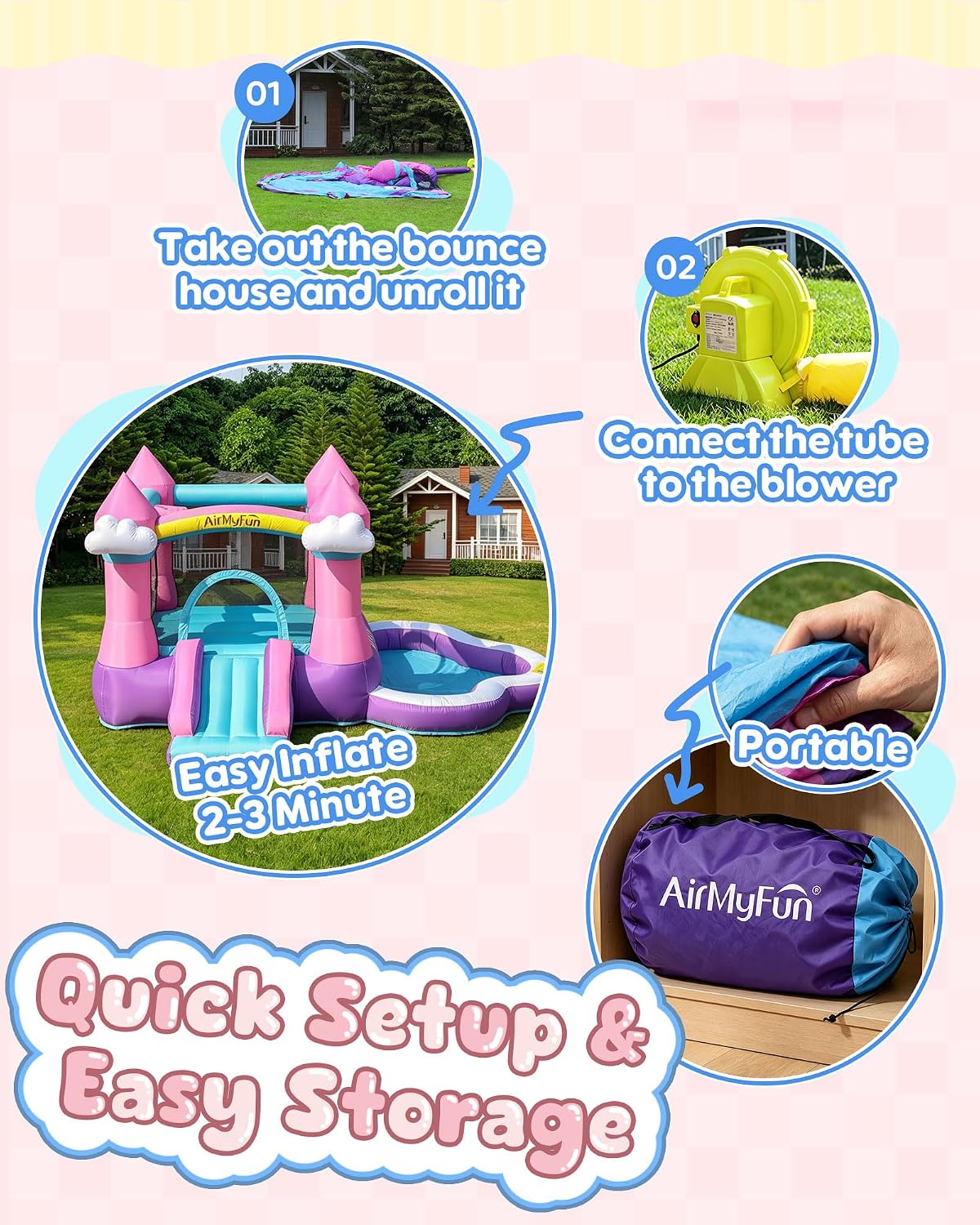Pink Indoor/Outdoor Inflatable - Kids Outdoor Bounce House recension och pris