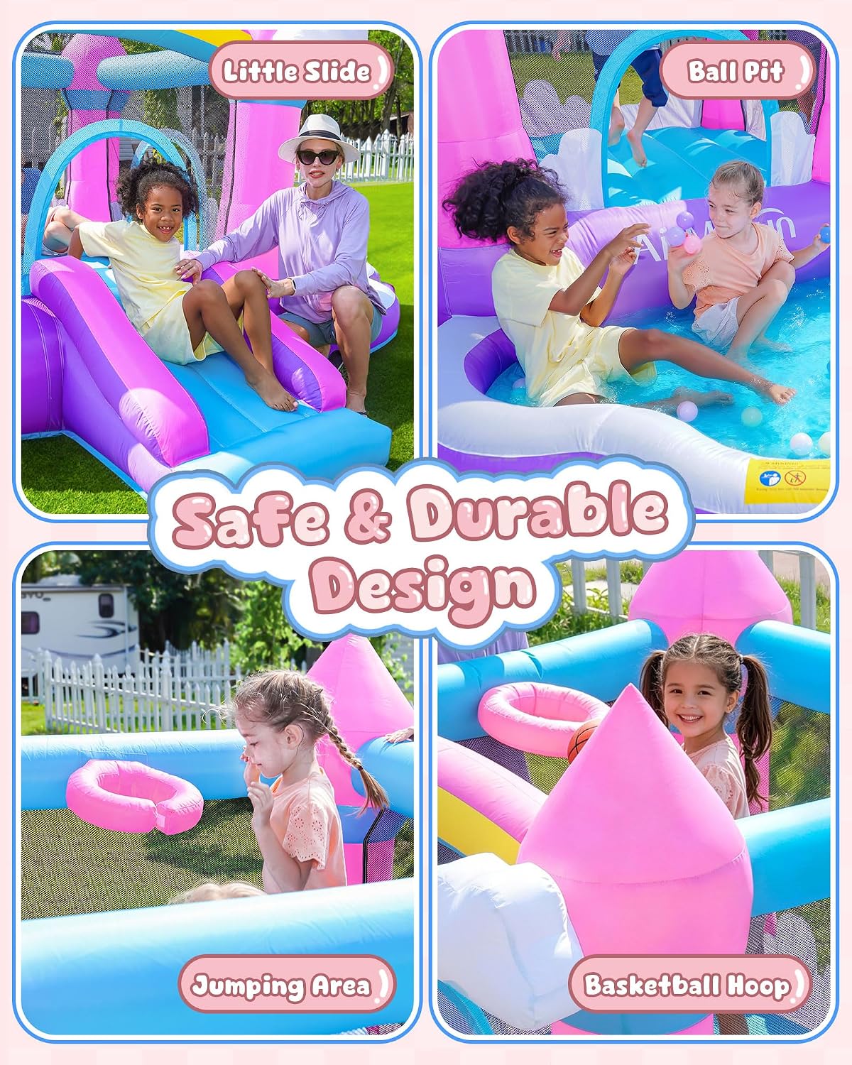 Pink Indoor/Outdoor Inflatable - Kids Outdoor Bounce House recension och pris