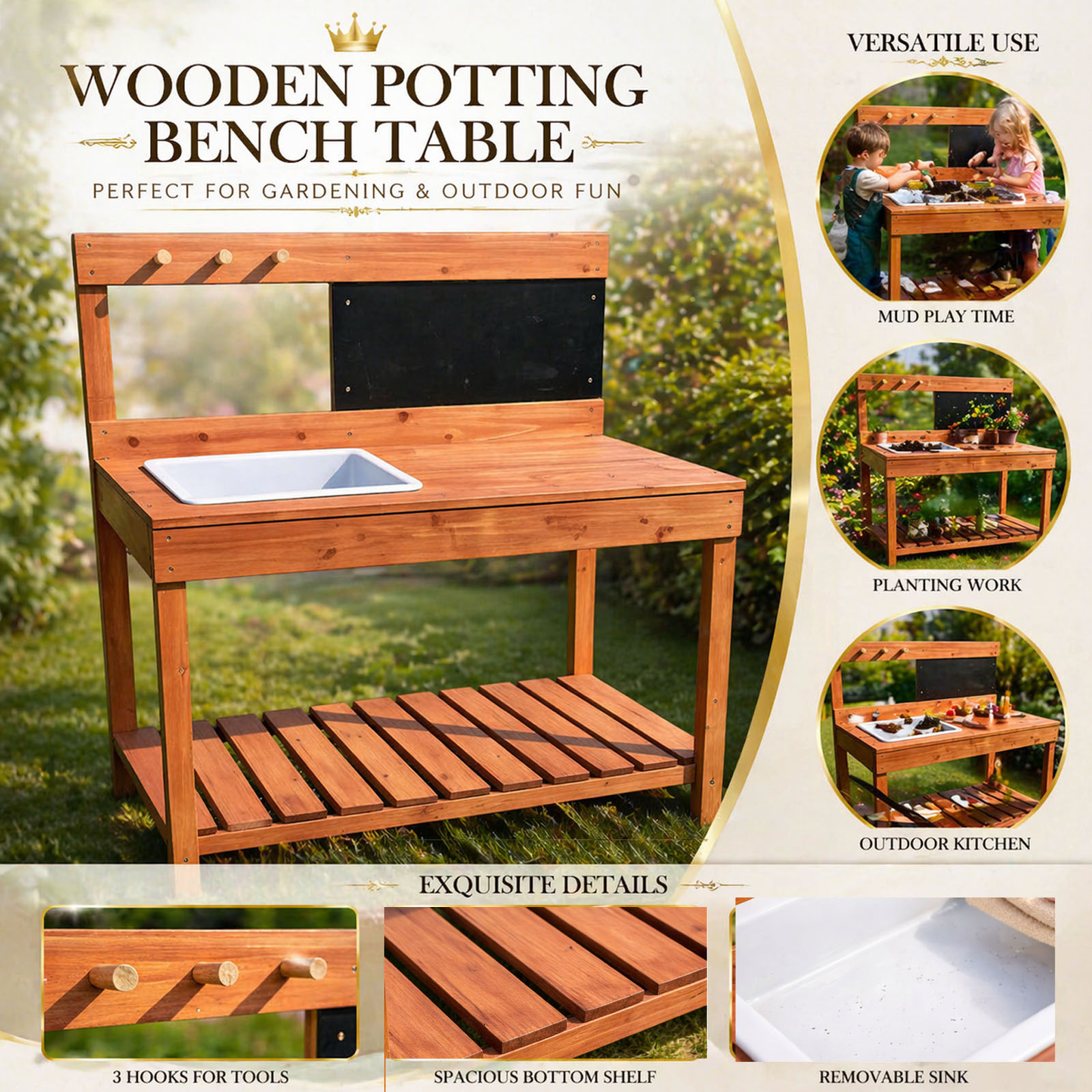 Wooden Potting Benches For Chi - Kids Outdoor Tools recension och pris