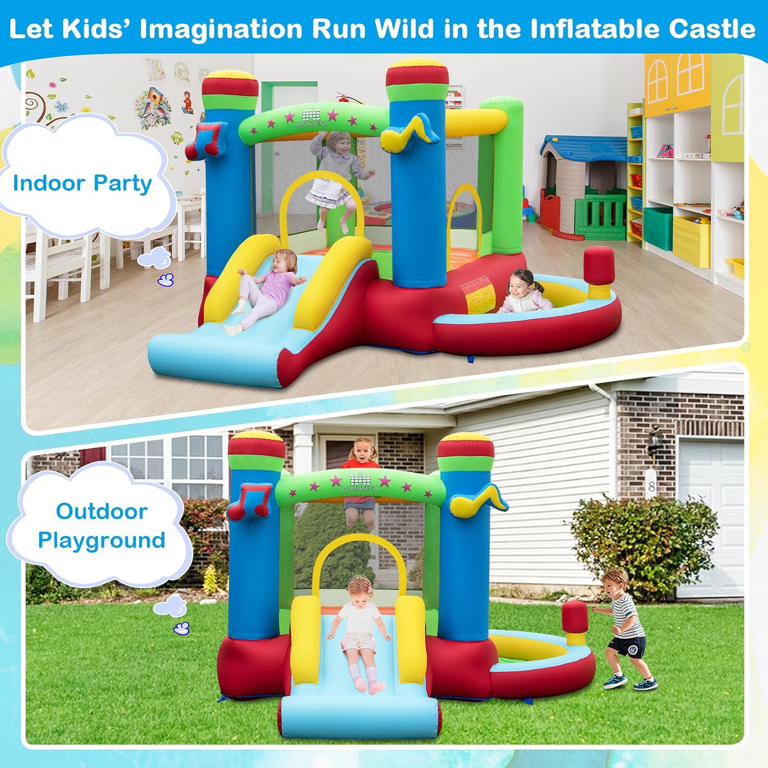 Inflatable Bounce House with B - Kids Outdoor Basketball recension och pris